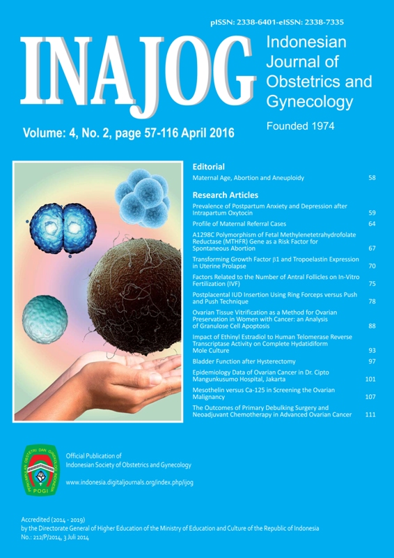 INAJOG : Indonesian Journal of Obstetric and Gynecology Vol.4 No.2 April 2016