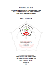 IDENTIFIKASI TELUR STH (Soil Transmitted Helminth) PADA SAYURAN KANGKUNG DARAT (Ipomoea reptans Poir )
(Studi Di Pasar Legi Kabupaten Jombang)