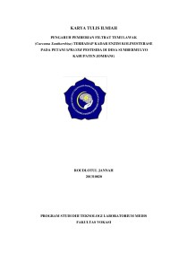 PENGARUH PEMBERIAN FILTRAT TEMULAWAK (CURCUMA XANTHORRHIZA) TERHADAP KADAR ENZIM KOLINESTERASE PADA PETANI SPRAYER PESTISIDA DI DESA SUMBERMULYO KABUPATEN JOMBANG