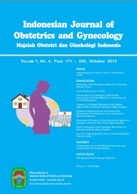 Indonesian Journal of Obstetric and Gynecology (Majalah Obstetri dan Ginekologi Indonesia) Vol.1 No.4 Oktober 2013